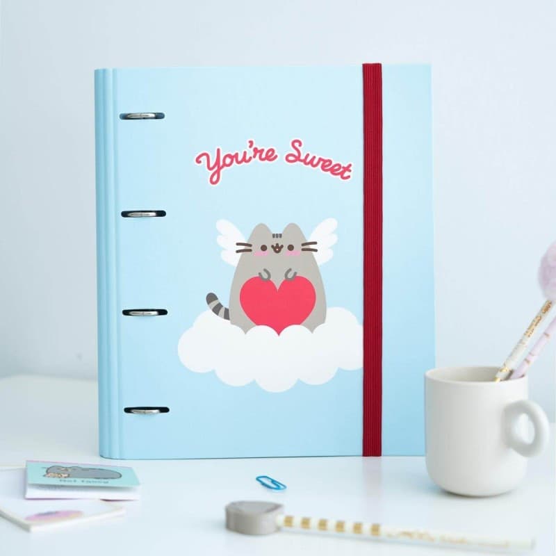 Pusheen - Raccoglitore A4 della collezione Purrfect Love con fogli (4 anelli, elastico) - 4