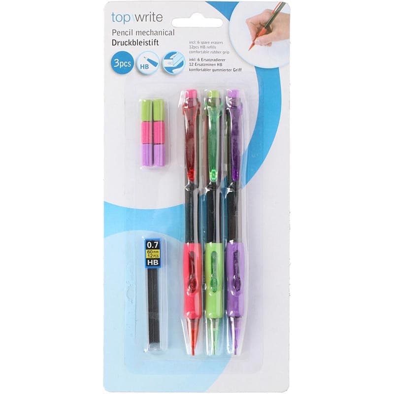 Topwrite - Mechanical pencil set with replaceable refills + erasers 10 elements - 2