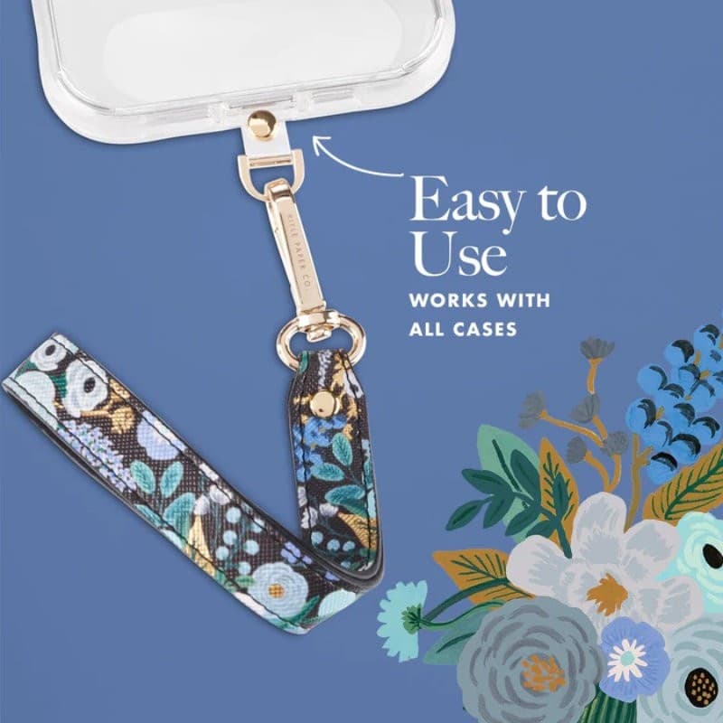 Rifle Paper Phone Wristlet - Universal phone lanyard (Garden Party Blue) - 16