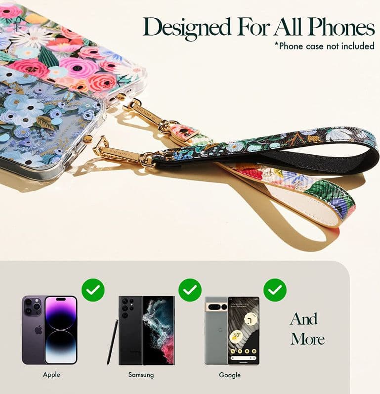 Rifle Paper Phone Wristlet - Universal phone lanyard (Garden Party Blue) - 9
