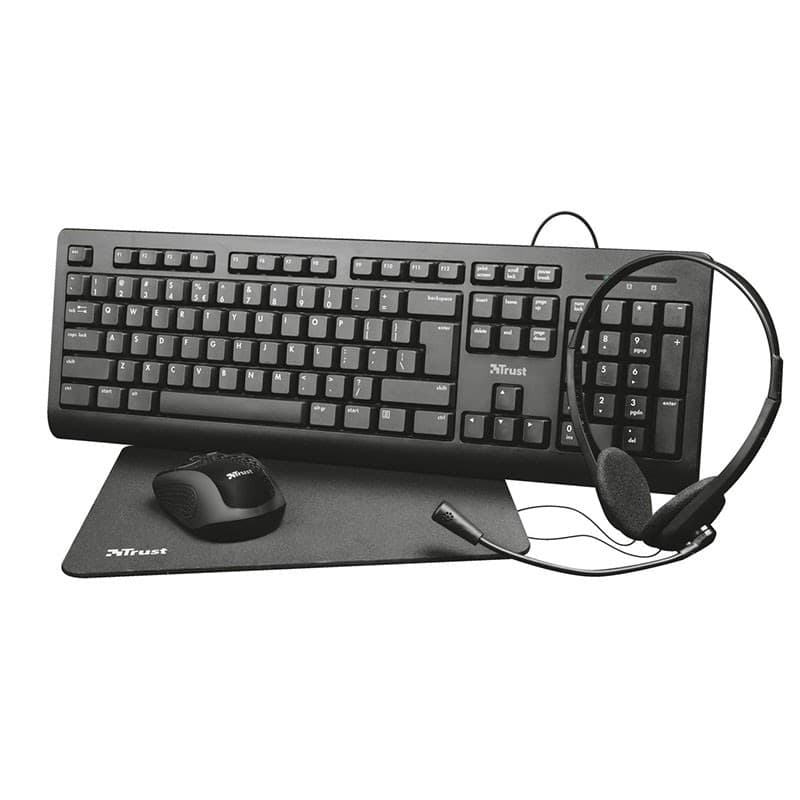 Trust Primo 4-in-1 - Set of keyboard, wireless mouse, headset and mouse pad - 10