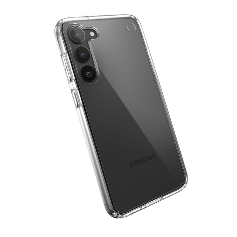 Speck Presidio Perfect-Clear - Custodia per Samsung Galaxy S23+ con rivestimento MICROBAN (trasparente) - 12