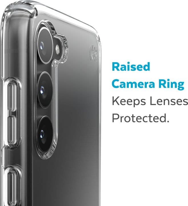Speck Presidio Perfect-Clear - Custodia per Samsung Galaxy S23+ con rivestimento MICROBAN (trasparente) - 10