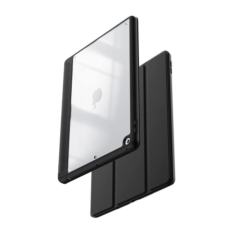 Crong PrimeFolio – Custodia per iPad 10.2" (2021-2019) con supporto e vano porta-Apple Pencil (Nero/Trasparente) - 3