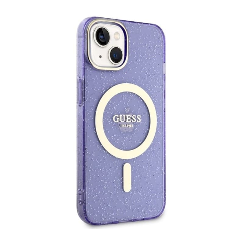 Guess Glitter Gold MagSafe - Casse for iPhone 14 Plus (Purple) - 12