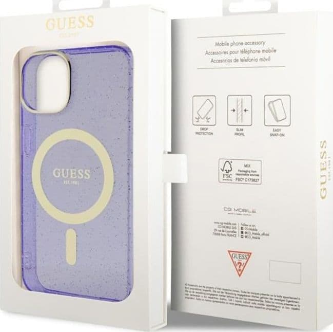 Guess Glitter Gold MagSafe - Casse for iPhone 14 Plus (Purple) - 16