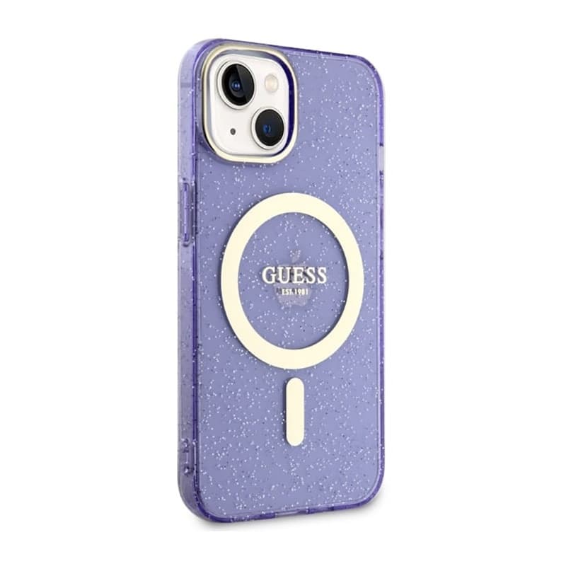 Guess Glitter Gold MagSafe - Casse for iPhone 14 Plus (Purple) - 4