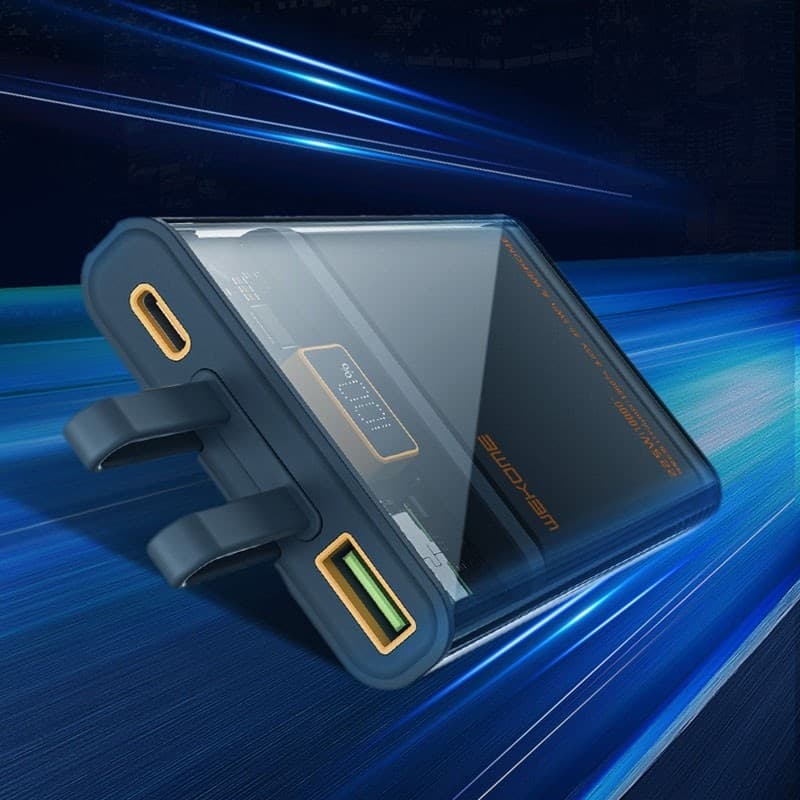 WEKOME WP-325 Vanguard Series - Power bank 20000 mAh Super Charging with built-in USB-C & Lightning PD 20W cable + QC 22.5W (Bla - 13