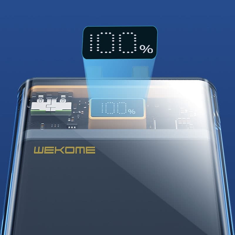 WEKOME WP-325 Vanguard Series - Power bank 20000 mAh Super Charging with built-in USB-C & Lightning PD 20W cable + QC 22.5W (Bla - 9
