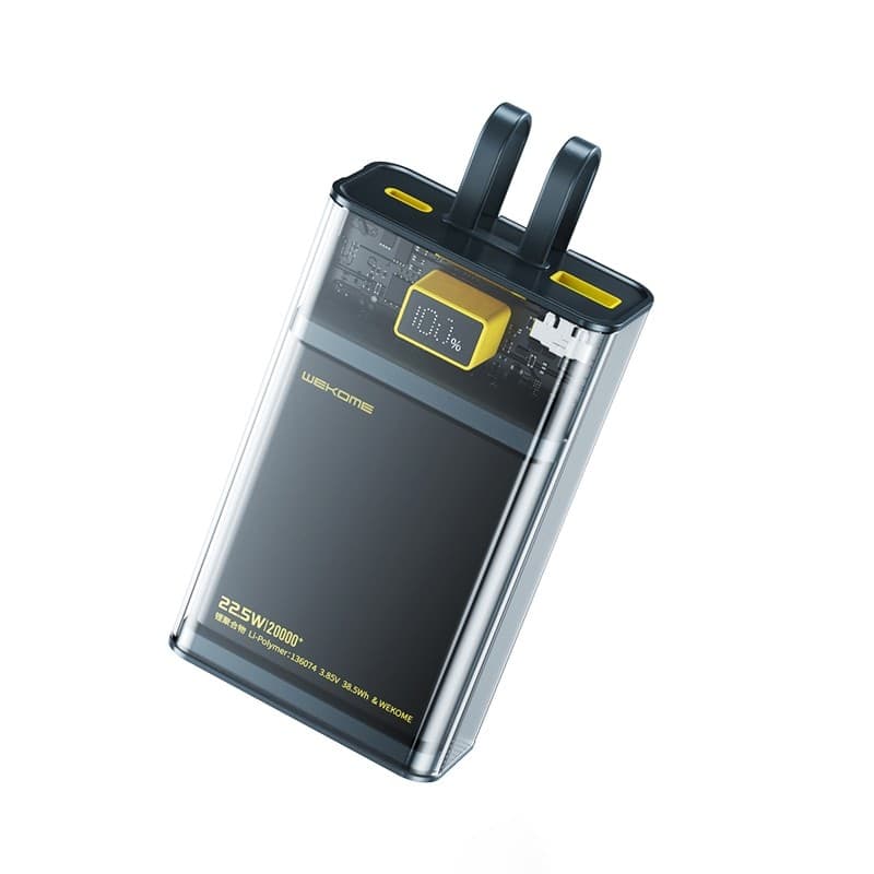 WEKOME WP-325 Vanguard Series - Power bank 20000 mAh Super Charging with built-in USB-C & Lightning PD 20W cable + QC 22.5W (Bla - 10