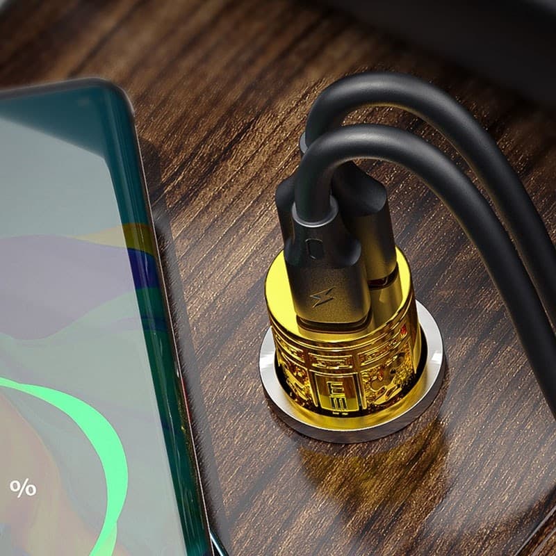 WEKOME WP-C37 Sakin Series - USB-C & USB-A Fast Charging PD 20W Car Charger (Gold) - 18