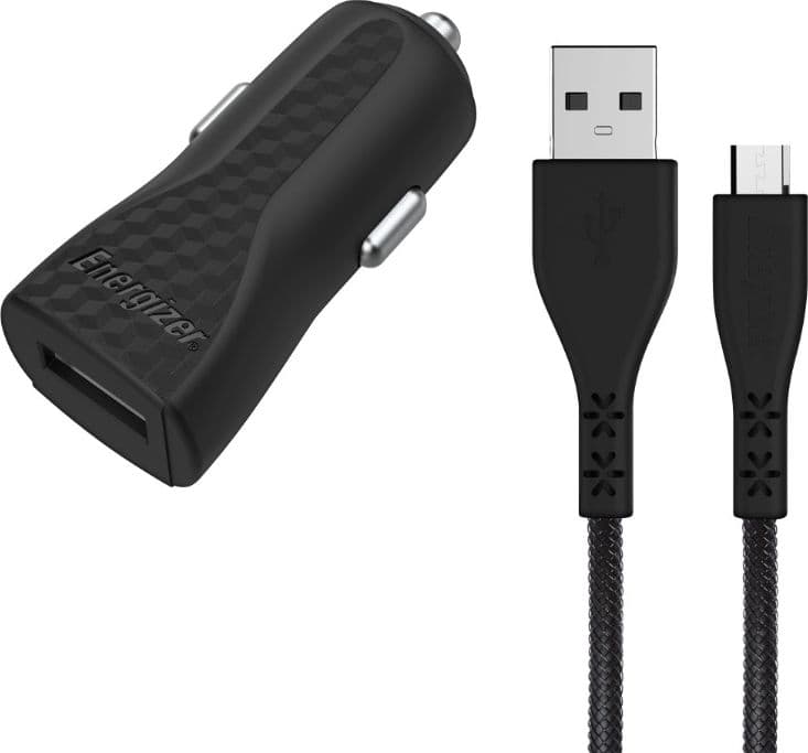 Energizer HardCase - USB-A 1A car charger + Micro USB cable (Black)