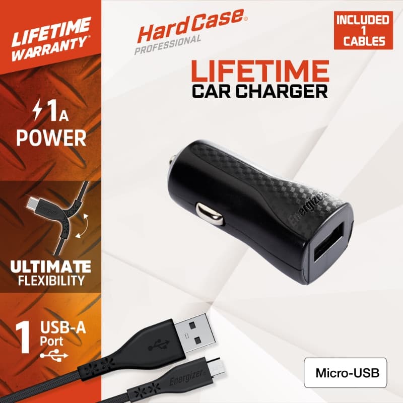 Energizer HardCase - USB-A 1A car charger + Micro USB cable (Black) - 2