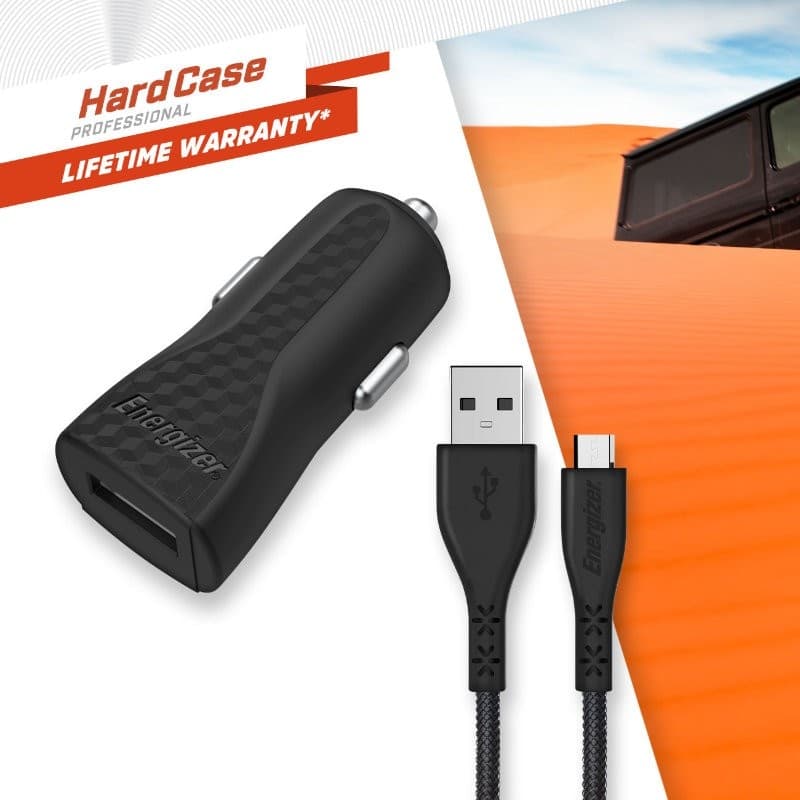 Energizer HardCase - USB-A 1A car charger + Micro USB cable (Black) - 8