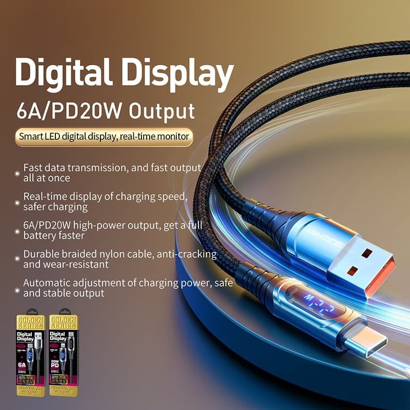 WEKOME WDC-166 Sakin Series - USB-A to Lightning 6A Fast Charging 1m Connecting Cable (Tarnish) - 5