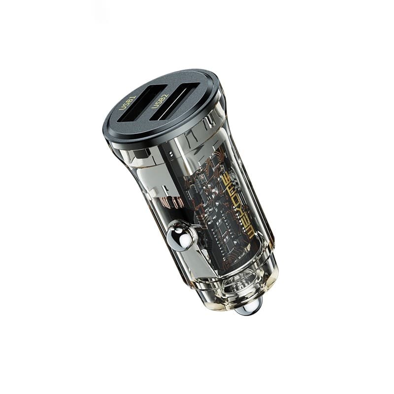 WEKOME WP-C40 Vanguard Series - Car charger 2 x USB Fast Charging 15W (Black / Transparent) - 7