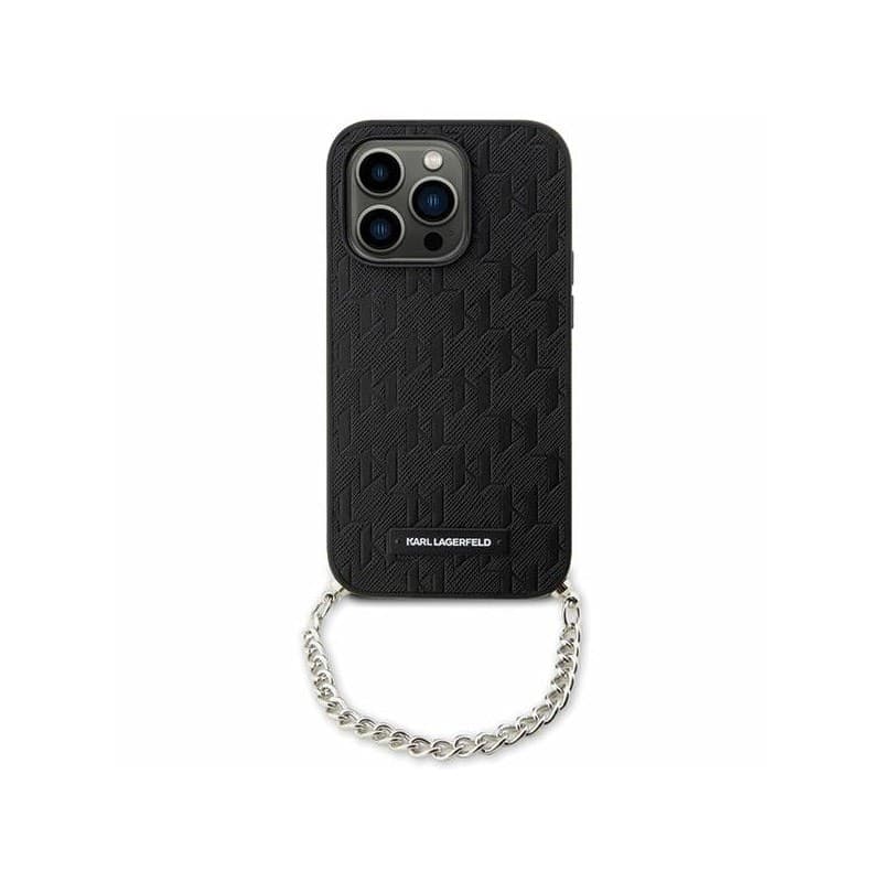 Karl Lagerfeld Saffiano Monogram Chain - Case for iPhone 14 (Black) - 2