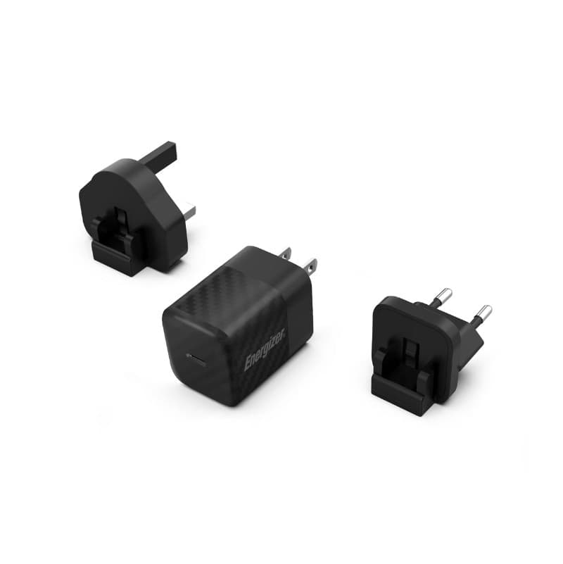 Energizer Ultimate - Multiplug EU / UK / US GaN 20W PD mains charger (Black) - 5