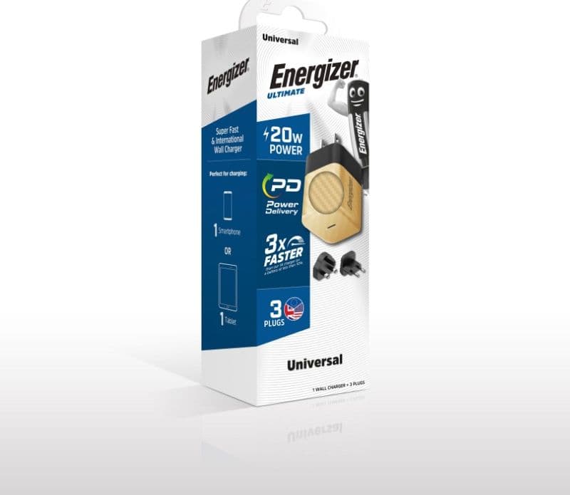 Energizer Ultimate - Multiplug EU / UK / US GaN 20W PD mains charger (Gold) - 11
