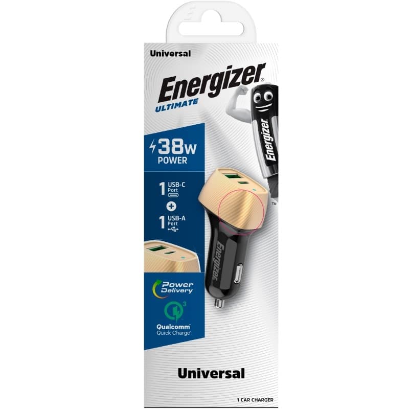 Energizer Ultimate - USB-C & USB-A 38W PD + QC3.0 car charger (Gold / Black) - 13