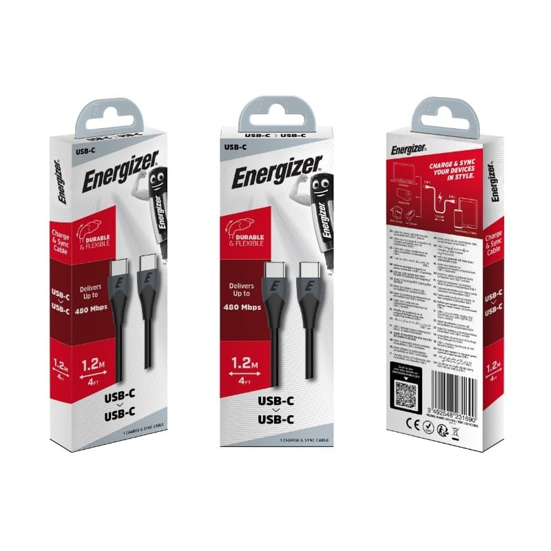 Energizer Classic - USB-C to USB-C connecting cable 1.2m (Black) - 6