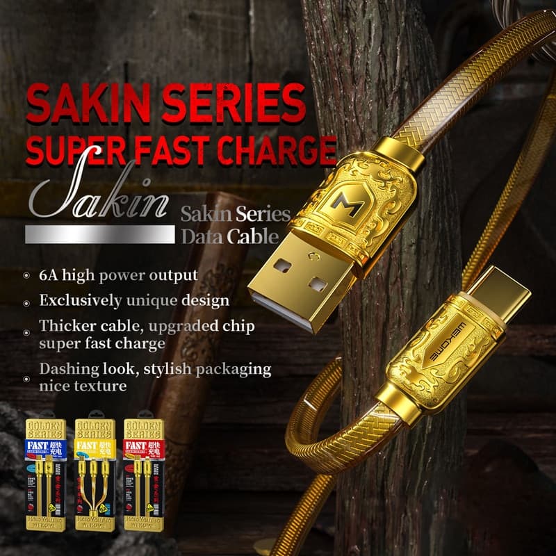 WEKOME WDC-163 Sakin Series - USB-C to Lightning PD 20W connecting cable 1 m (Gold) - 3