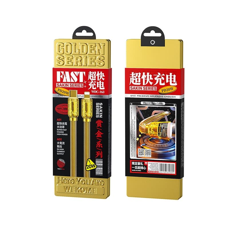 WEKOME WDC-163 Sakin Series - USB-C to Lightning PD 20W connecting cable 1 m (Gold) - 4
