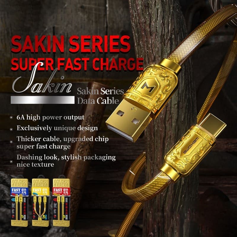 WEKOME WDC-163 Sakin Series - USB-C to Lightning PD 20W connecting cable 1 m (Gold) - 7