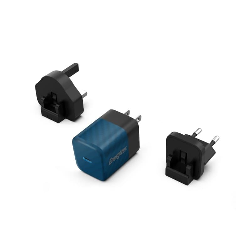 Energizer Ultimate - Multiplug EU / UK / US GaN 20W PD mains charger (Blue) - 6