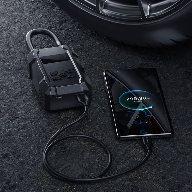 WEKOME Pi801 - Portable electric car pump + Power Bank 2000 mAh (Black) - 14