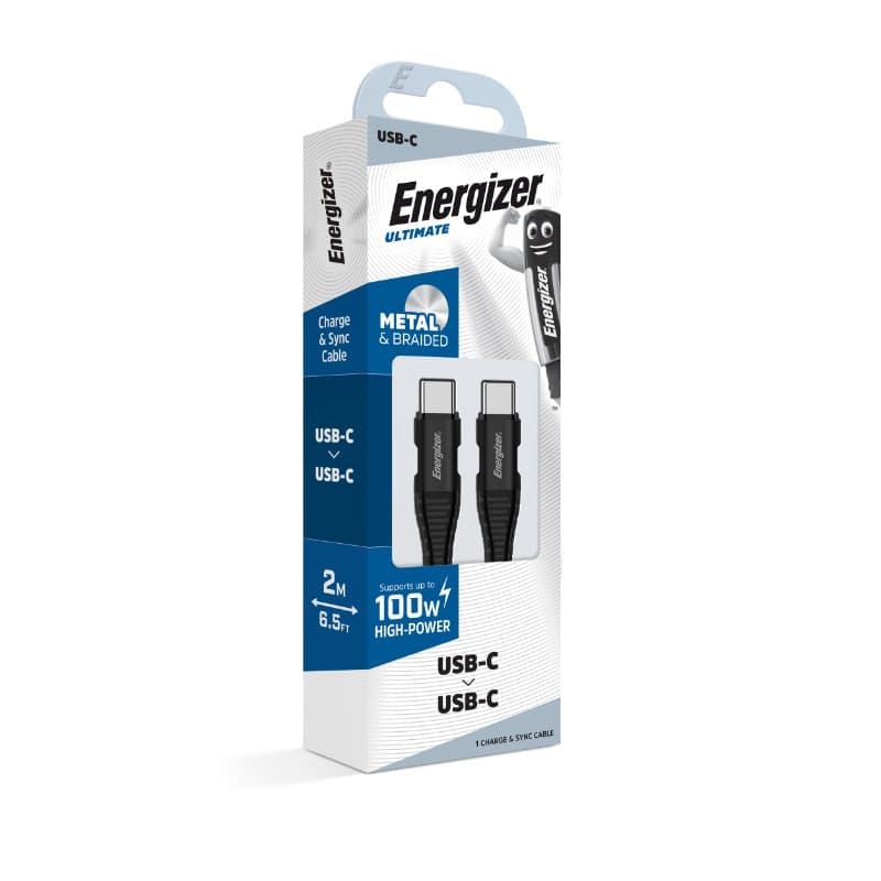 Energizer Ultimate - USB-C to USB-C 100W connecting cable 2m (Black) - 3