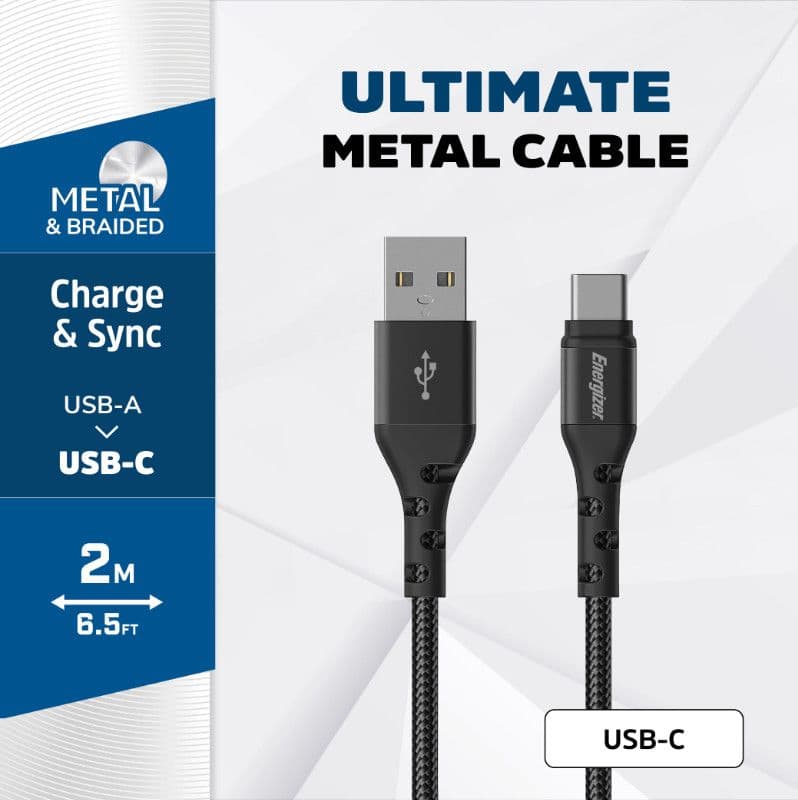 Energizer Ultimate - USB-A to USB-C connecting cable 2m (Black) - 2