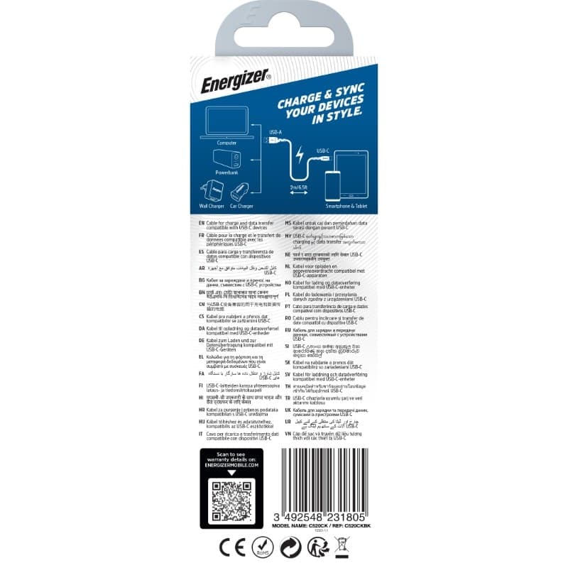 Energizer Ultimate - USB-A to USB-C connecting cable 2m (Black) - 14