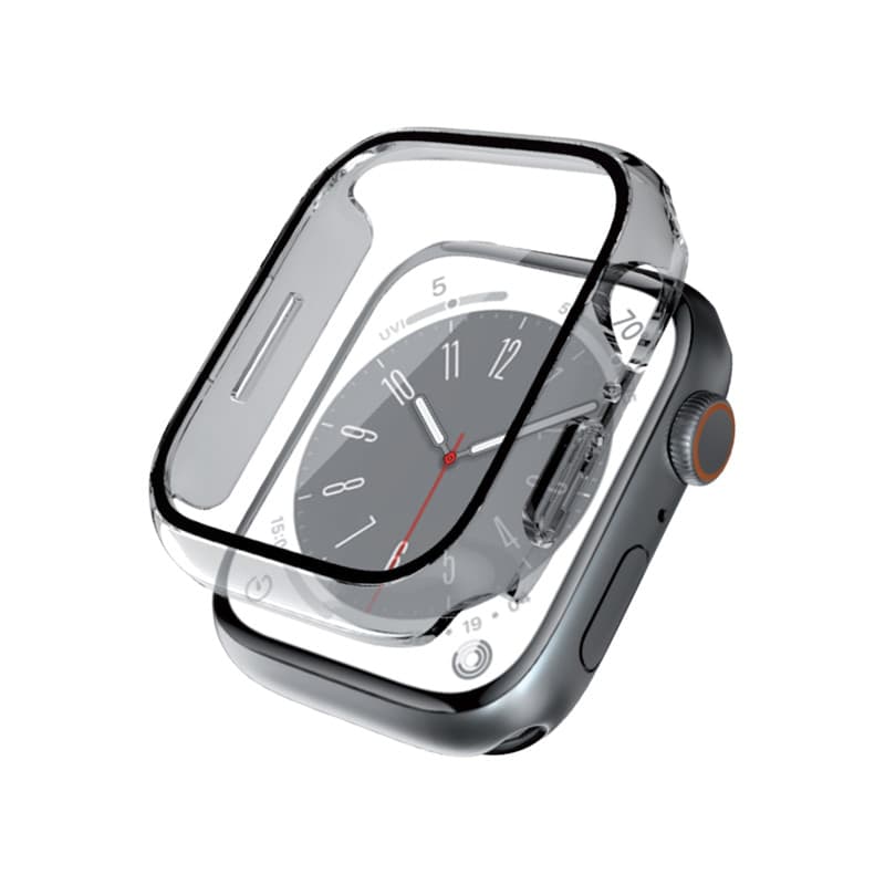 Crong Hybrid Watch Case - Custodia con vetro per Apple Watch 45 mm (trasparente)