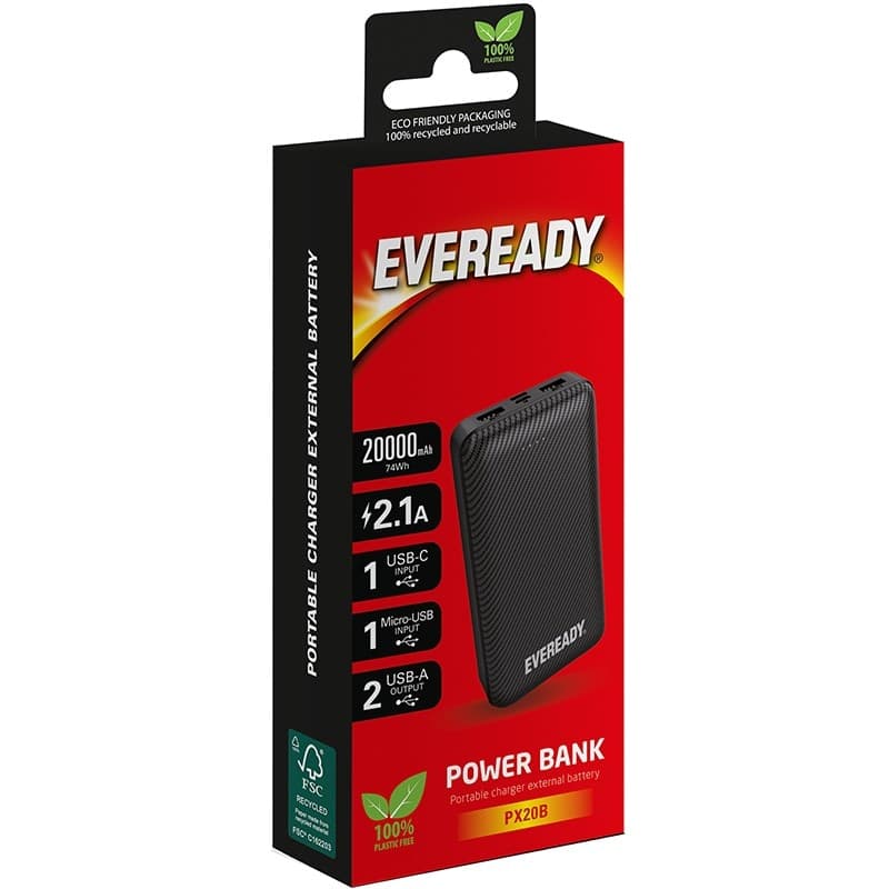 Eveready PX20B - Powerbank 20000 mAh 2x USB-A (Black) - 7
