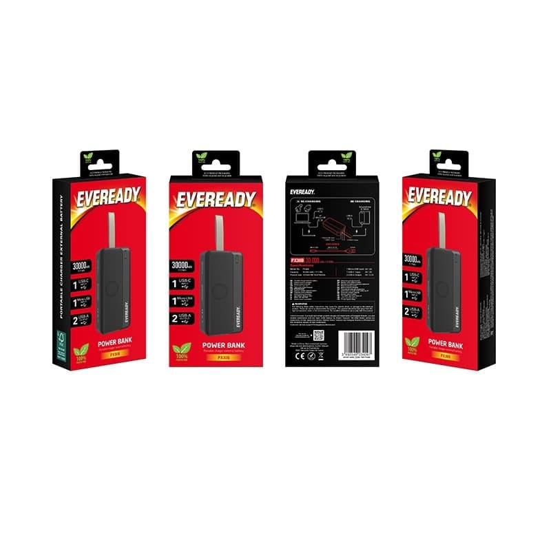 Eveready PX30B - Powerbank 30000 mAh 2x USB-A (Black) - 10