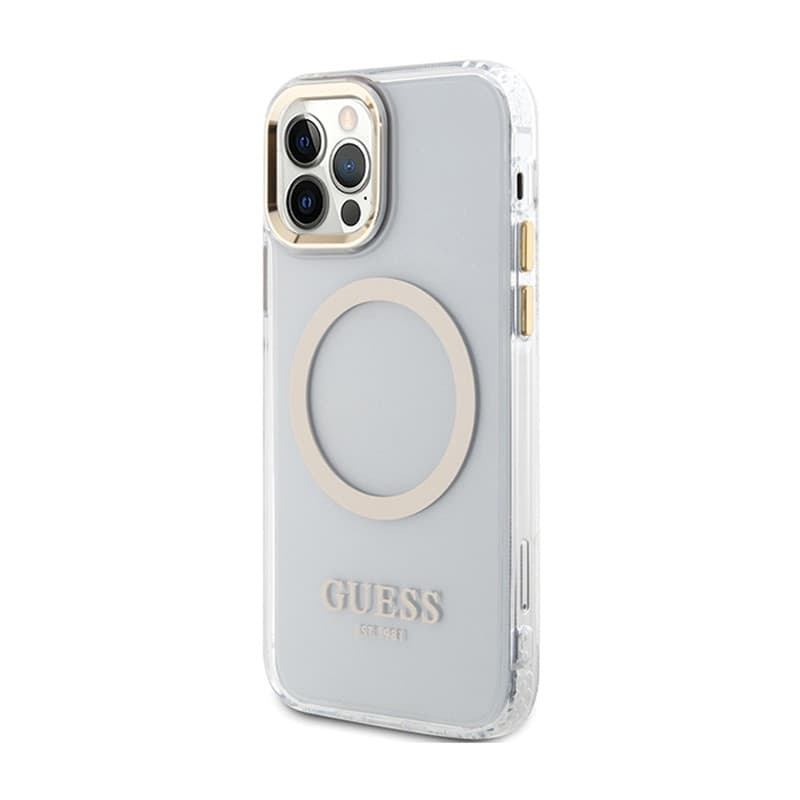 Guess Metal Outline MagSafe - Case for iPhone 12 / iPhone 12 Pro (Transparent / Gold) - 2