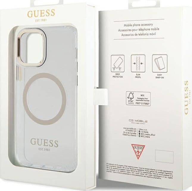 Guess Metal Outline MagSafe - Case for iPhone 12 / iPhone 12 Pro (Transparent / Gold) - 8
