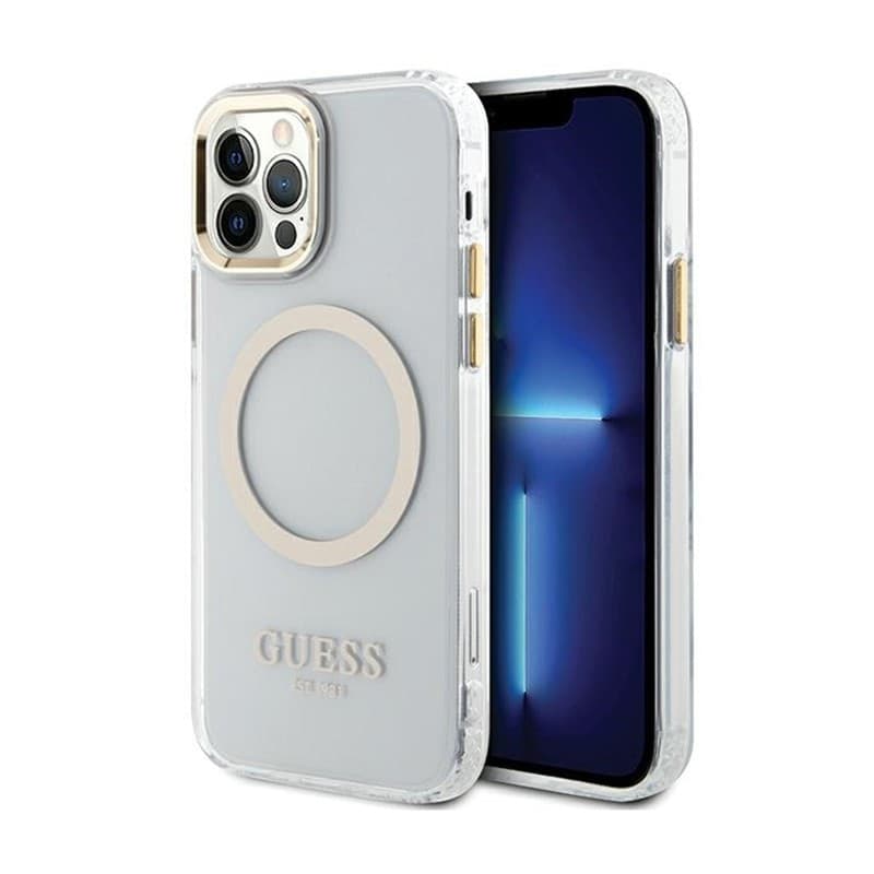 Guess Metal Outline MagSafe - Case for iPhone 12 / iPhone 12 Pro (Transparent / Gold) - 9