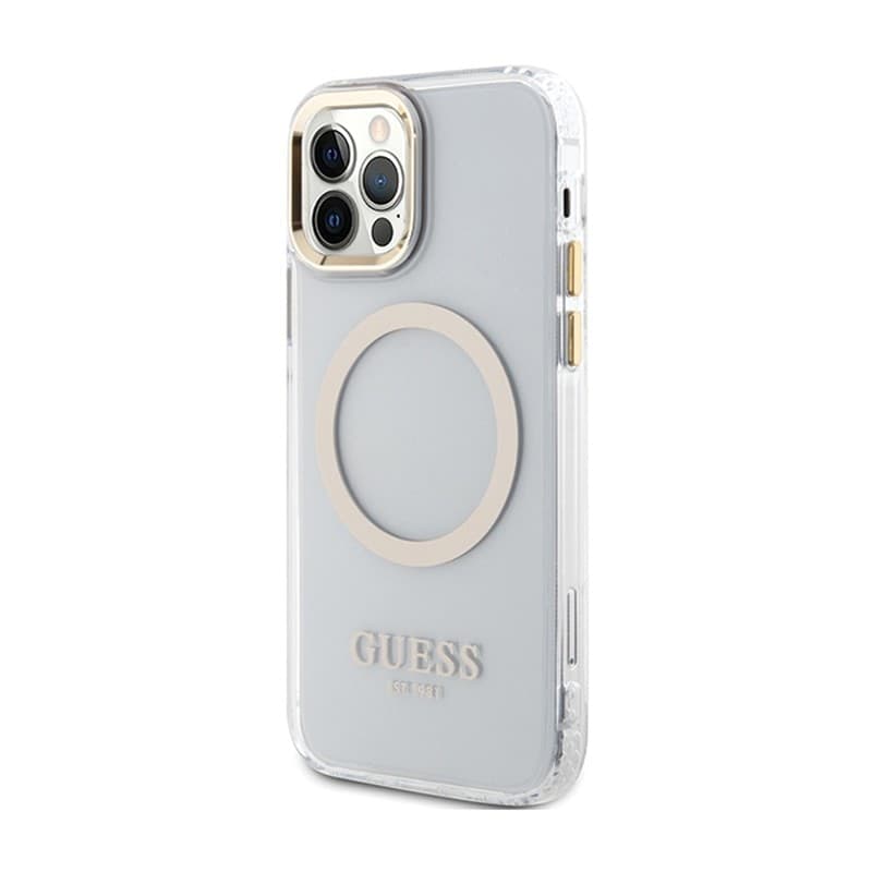 Guess Metal Outline MagSafe - Case for iPhone 12 / iPhone 12 Pro (Transparent / Gold) - 10
