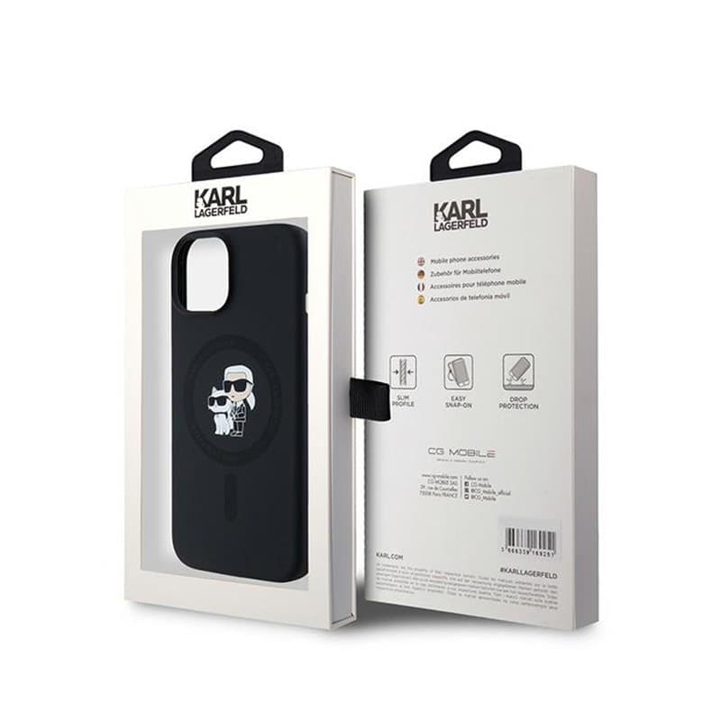 Karl Lagerfeld Silicone Karl & Choupette MagSafe - Case for iPhone 15 Plus / 14 Plus (Black) - 16