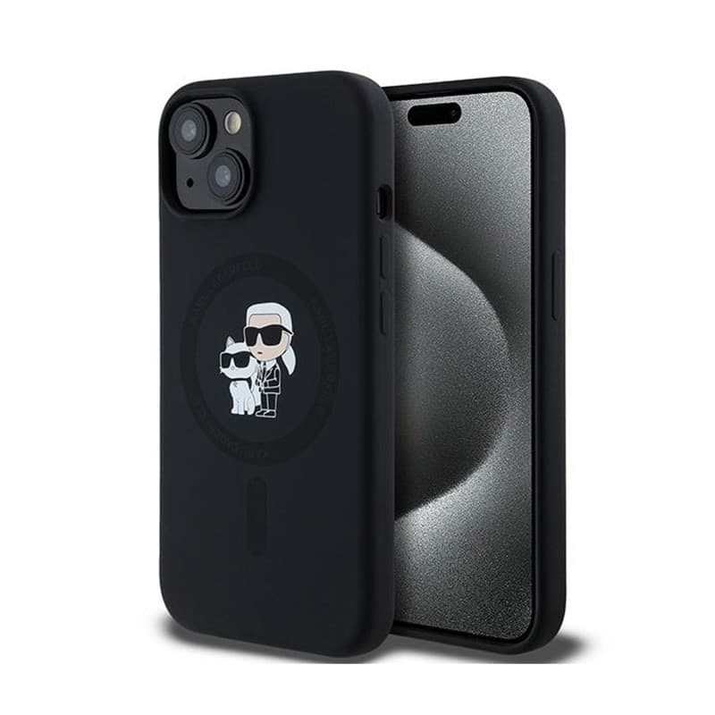 Karl Lagerfeld Silicone Karl & Choupette MagSafe - Case for iPhone 15 Plus / 14 Plus (Black) - 9
