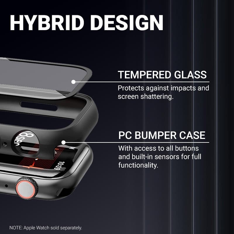 Crong Hybrid Watch Case - Cassa con vetro Apple Watch 41mm (Carbonio) - 2