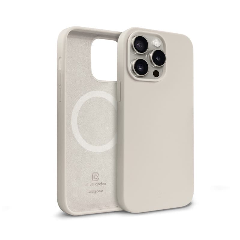 Crong Color Cover Magnetic - Custodia MagSafe per iPhone 15 Pro Max (Beige pietra) - 2