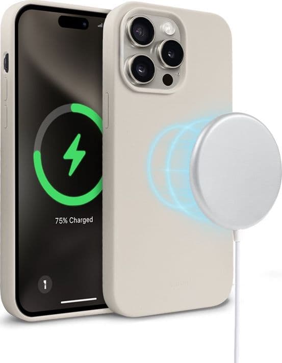 Crong Color Cover Magnetic - Custodia MagSafe per iPhone 15 Pro Max (Beige pietra) - 12