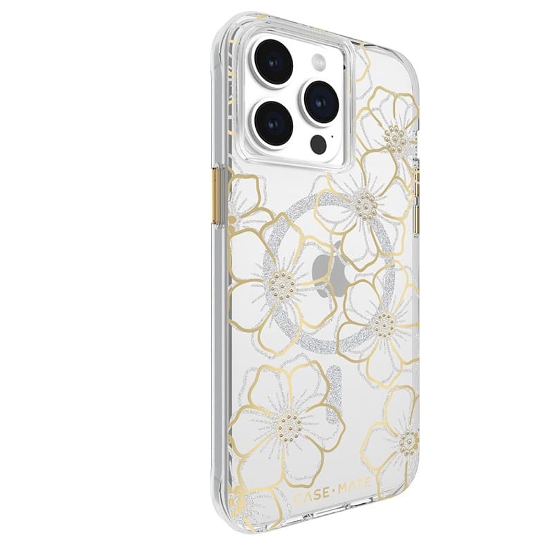 Case-Mate Floral Gems MagSafe - iPhone 15 Pro Max Case (Gold) - 12