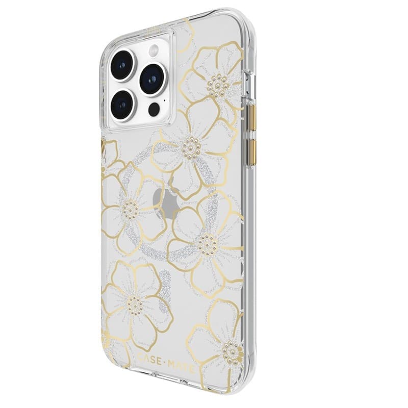 Case-Mate Floral Gems MagSafe - iPhone 15 Pro Max Case (Gold) - 13