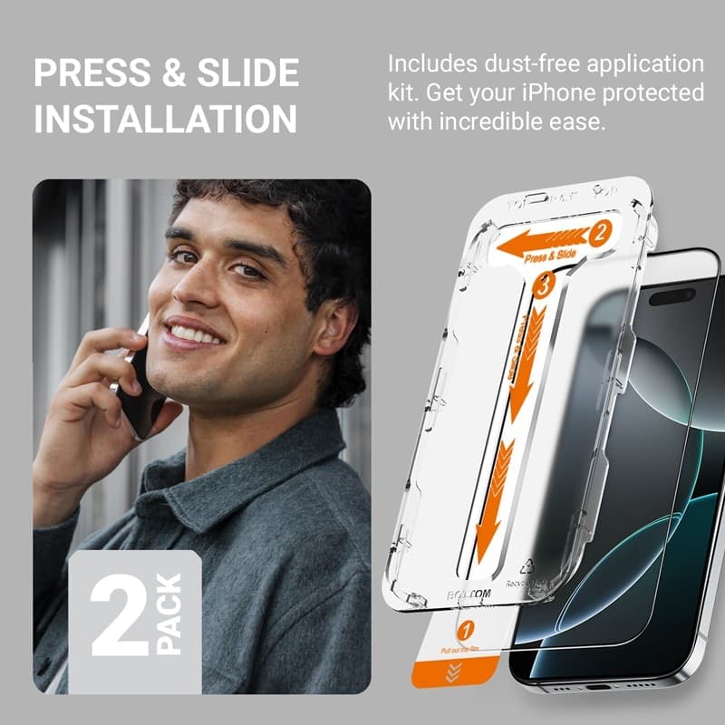 Crong EasyShield 2-Pack - Vetro temperato per iPhone 15 Pro Max (2 pezzi) - 14