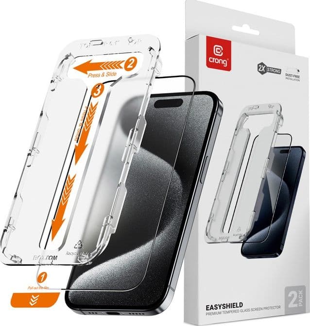Crong EasyShield 2-Pack - Vetro temperato per iPhone 15 Pro Max (2 pezzi) - 10
