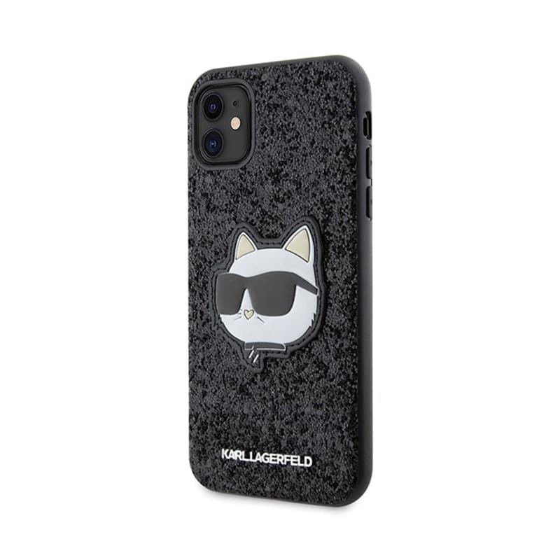 Karl Lagerfeld NFT Glitter Choupette Patch - Case for iPhone 11 (Black) - 2